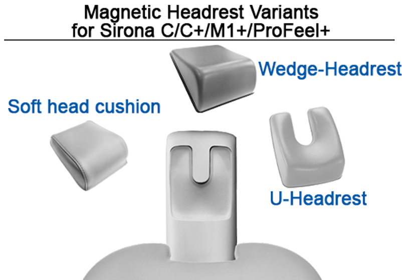 Magnetically Fixed Headrest Variants for Sirona C/C+/M1+/ProFeel+ Dental Units